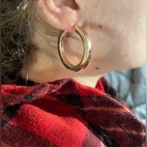 Rose Gold Hoops, hollow square/ knife edge tube, stainless steel.